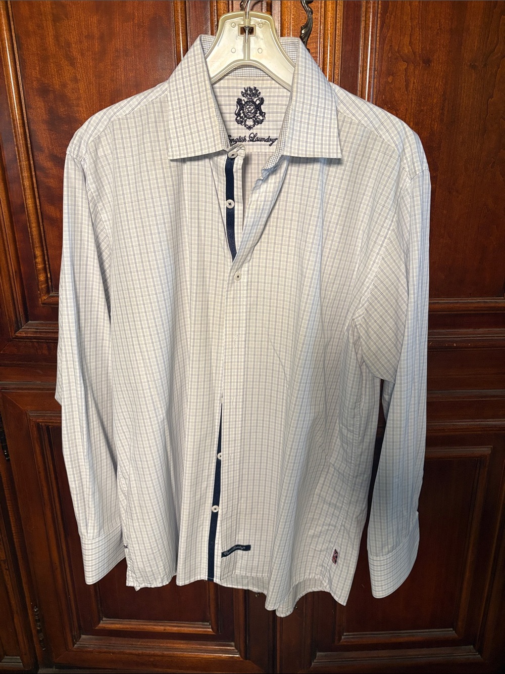 English Laundry Men's Blue Plaid Button-Up Shirt 16 1/2 34/35